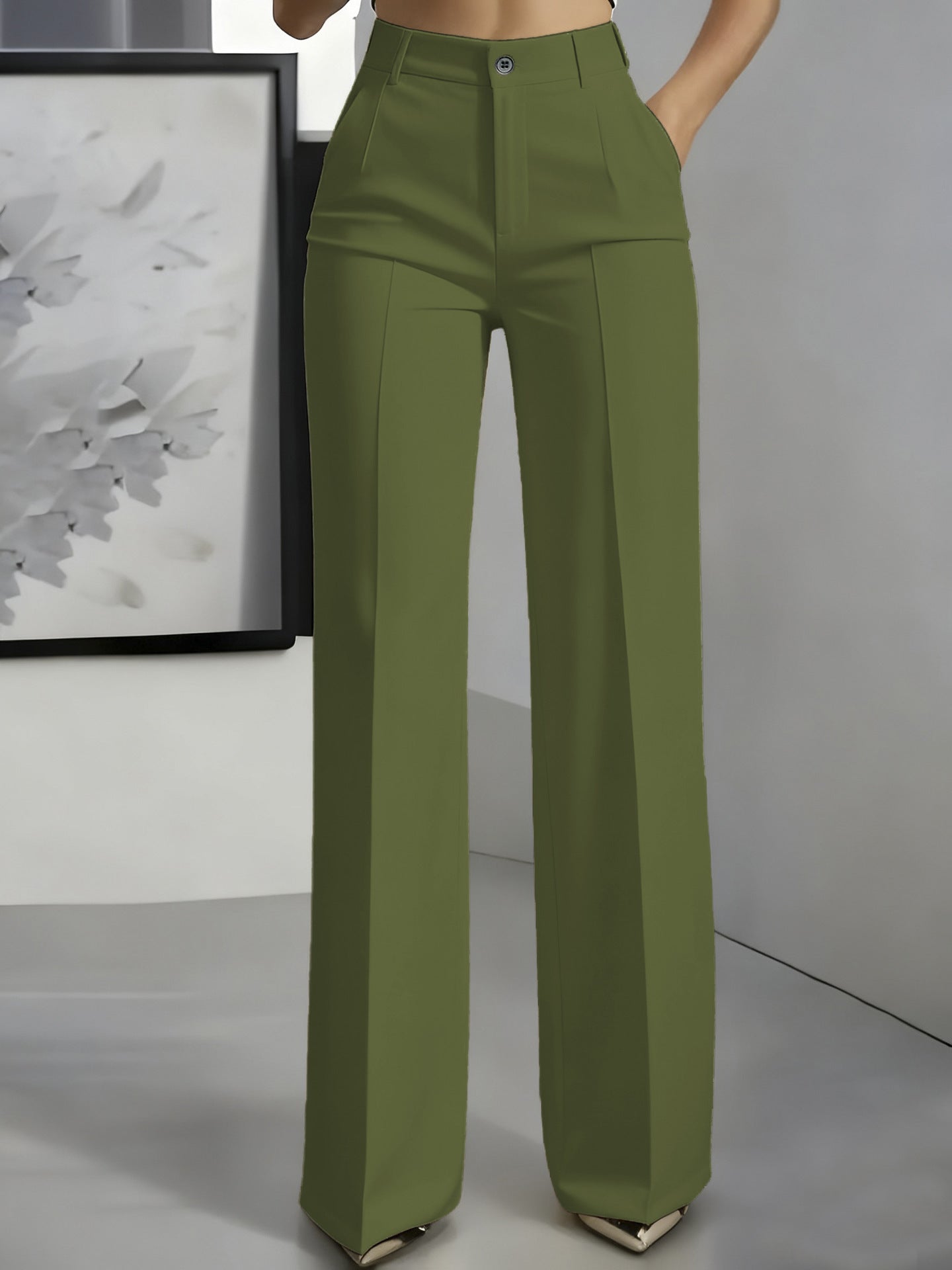 Women's High Waisted Wide Leg Tailored Trousers