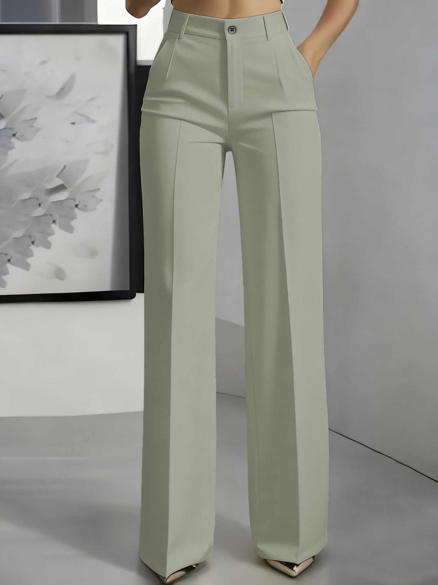 Women's High Waisted Wide Leg Tailored Trousers