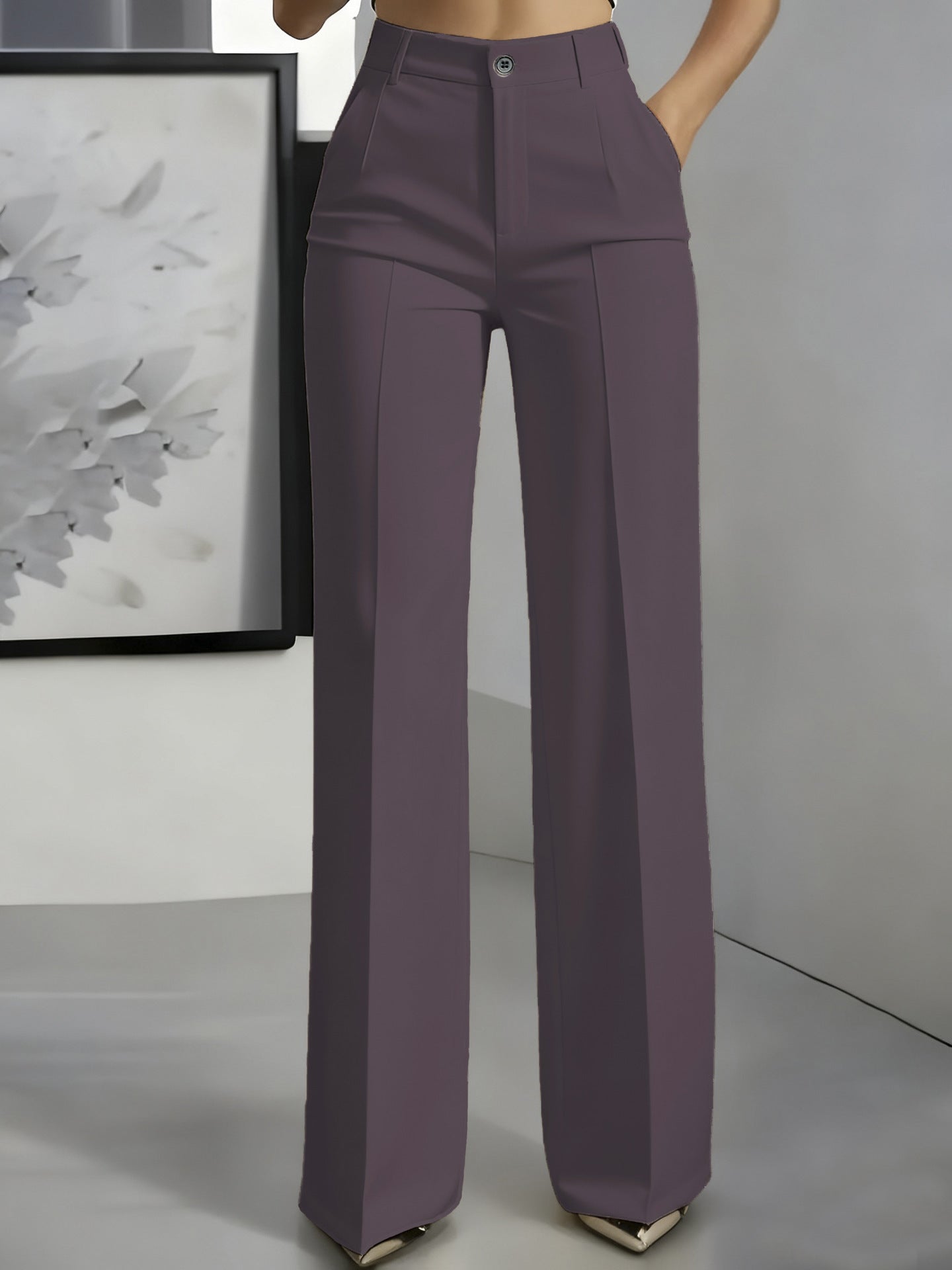 Women's High Waisted Wide Leg Tailored Trousers