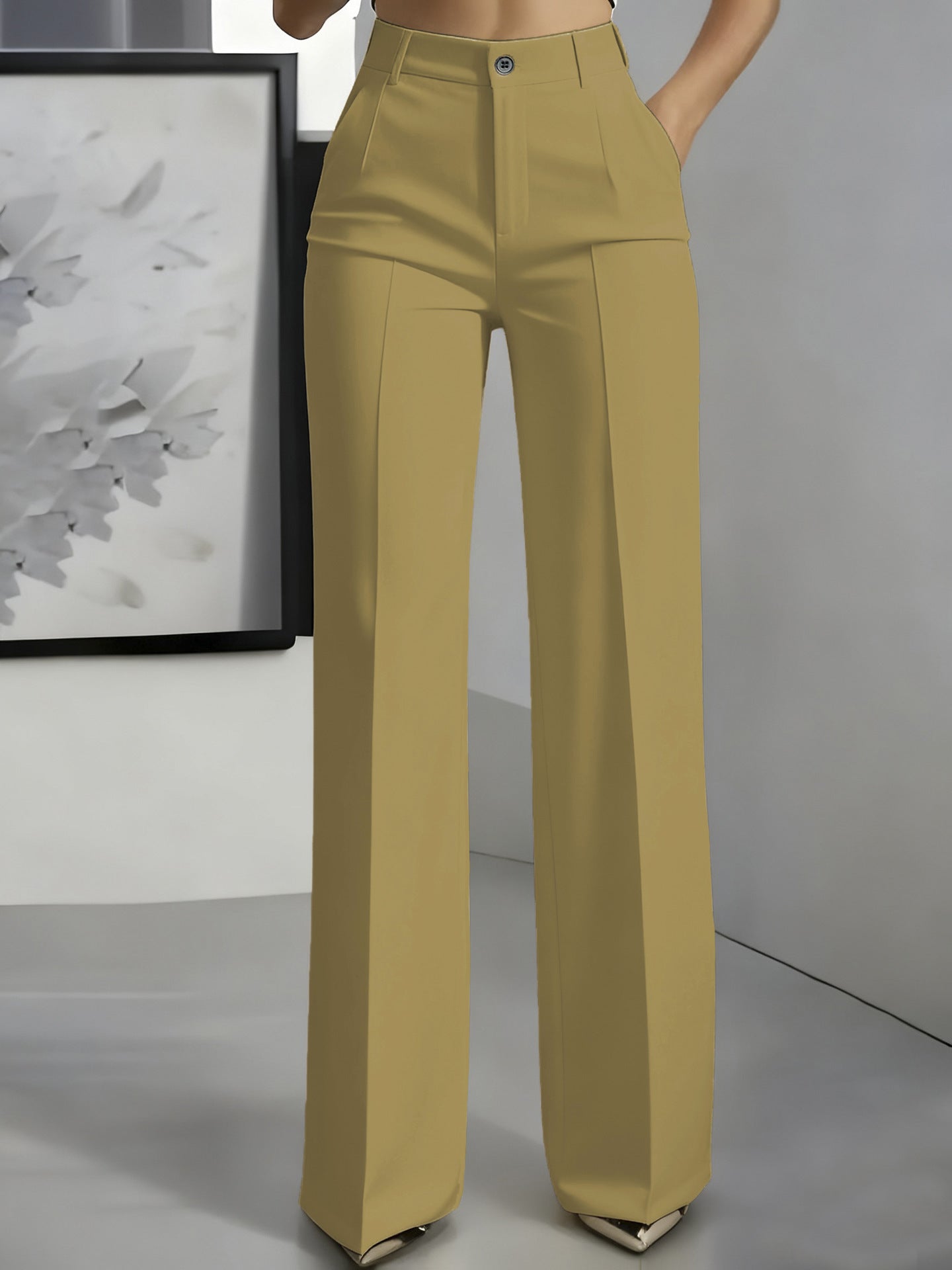 Women's High Waisted Wide Leg Tailored Trousers
