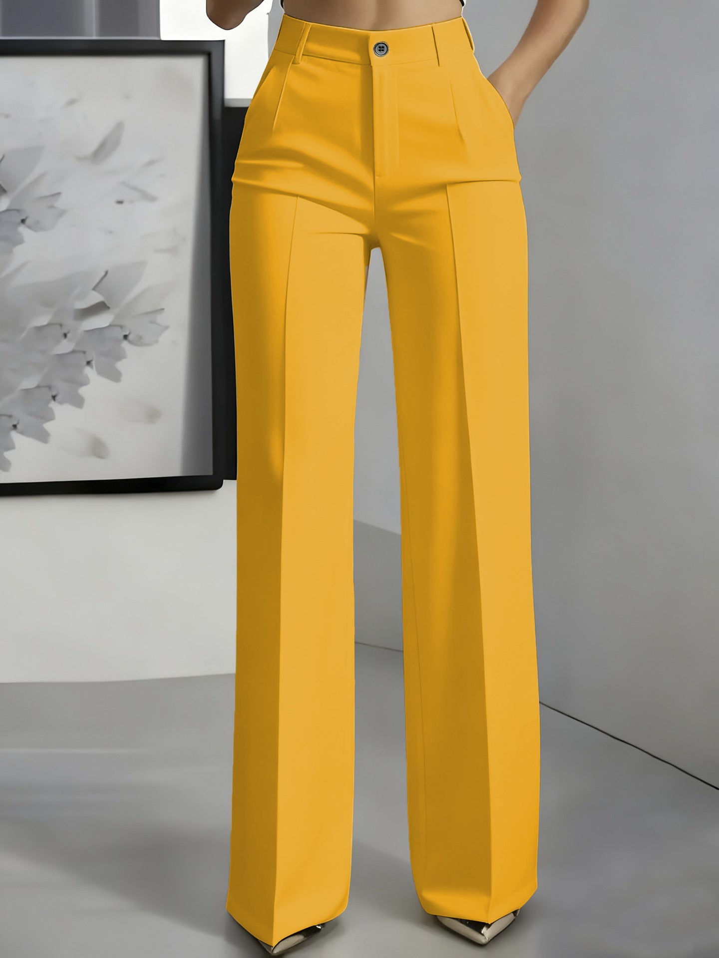 Women's High Waisted Wide Leg Tailored Trousers