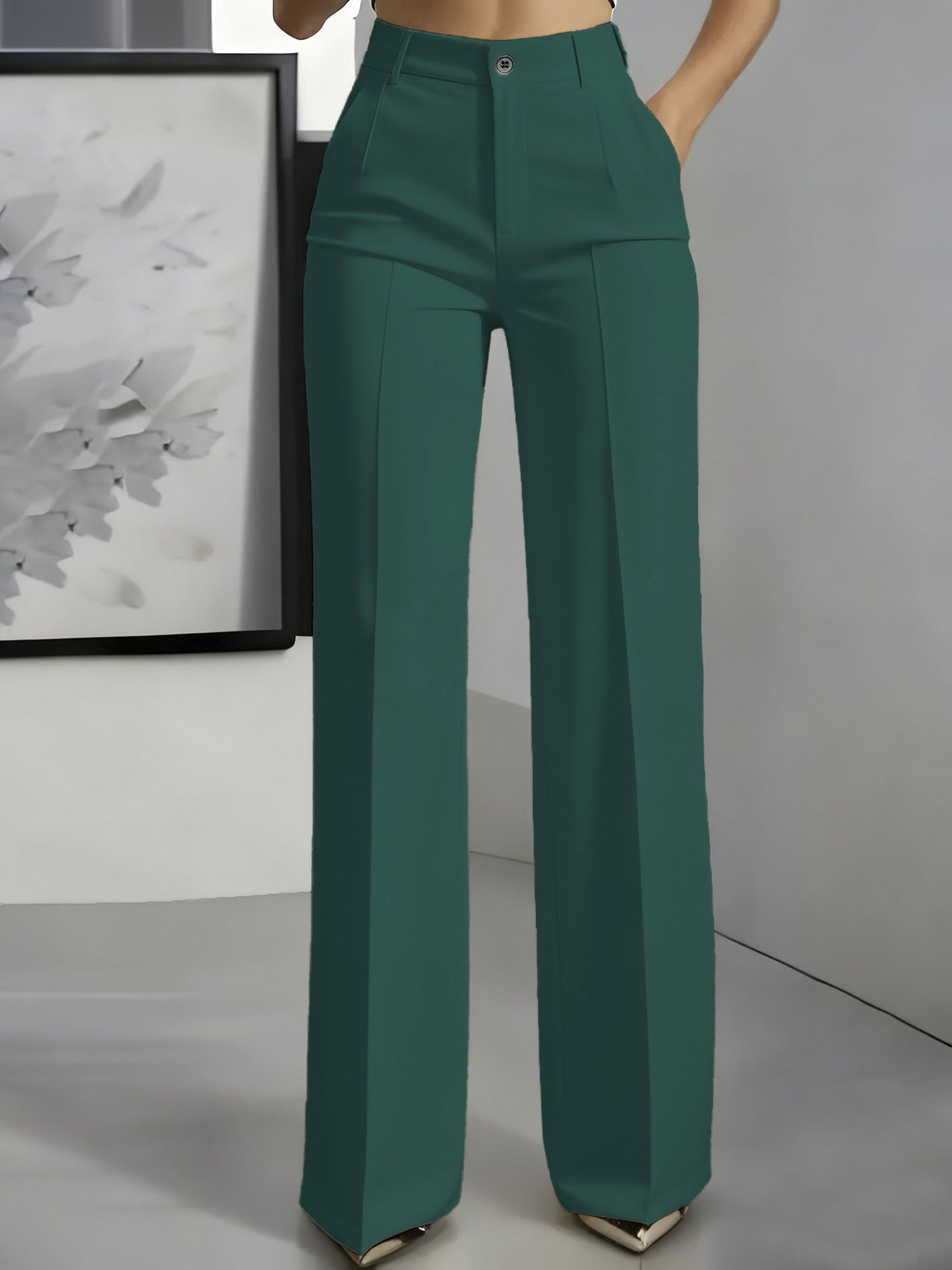 Women's High Waisted Wide Leg Tailored Trousers