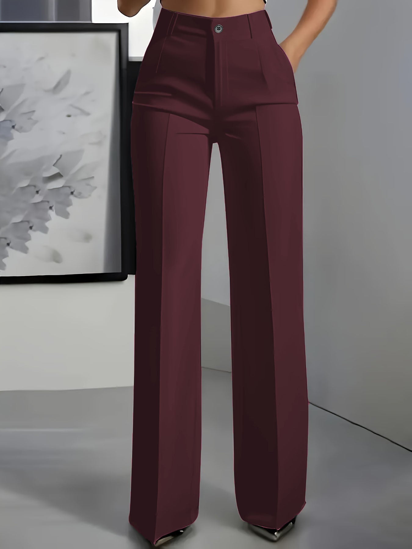 Women's High Waisted Wide Leg Tailored Trousers