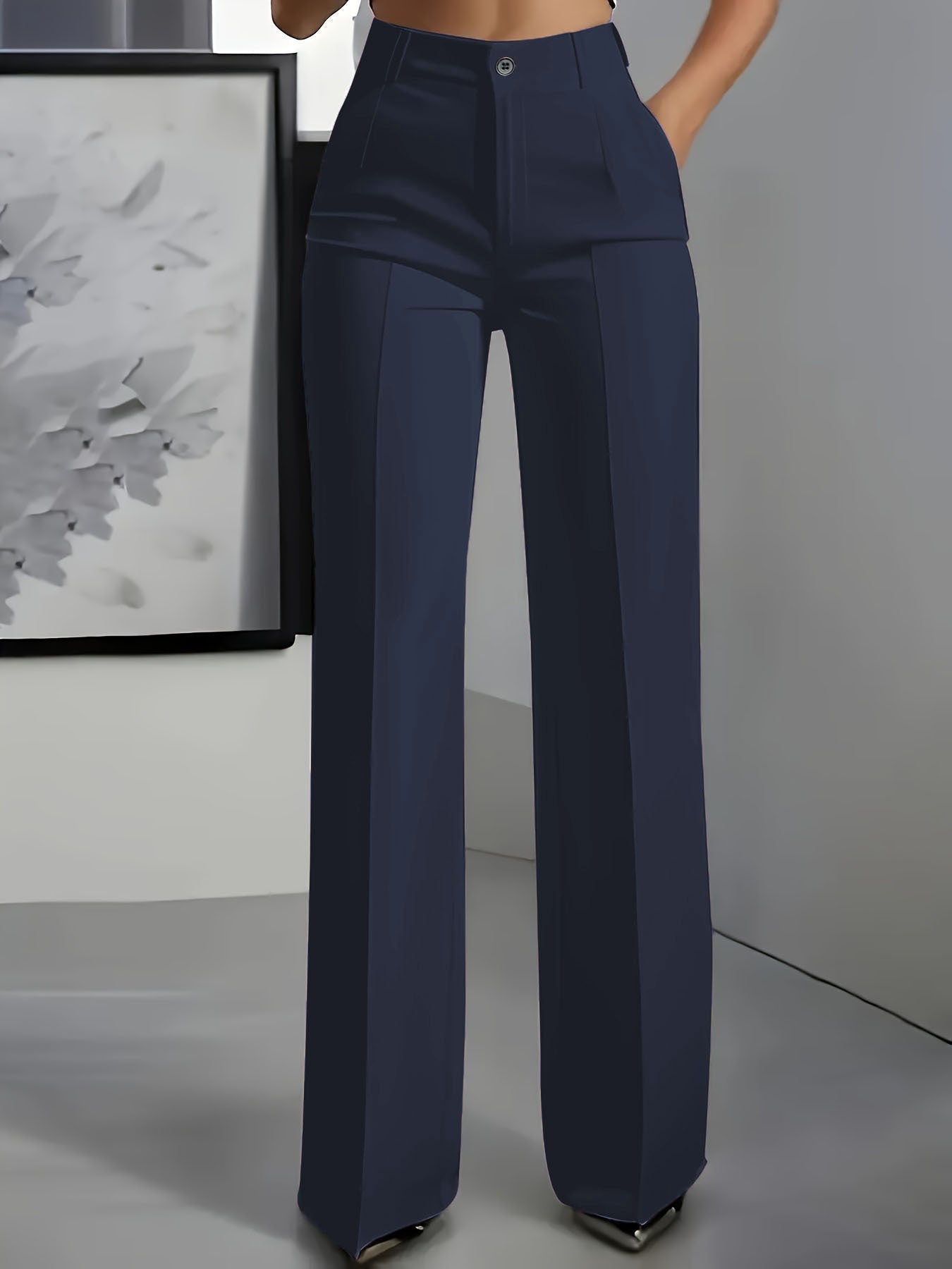 Women's High Waisted Wide Leg Tailored Trousers