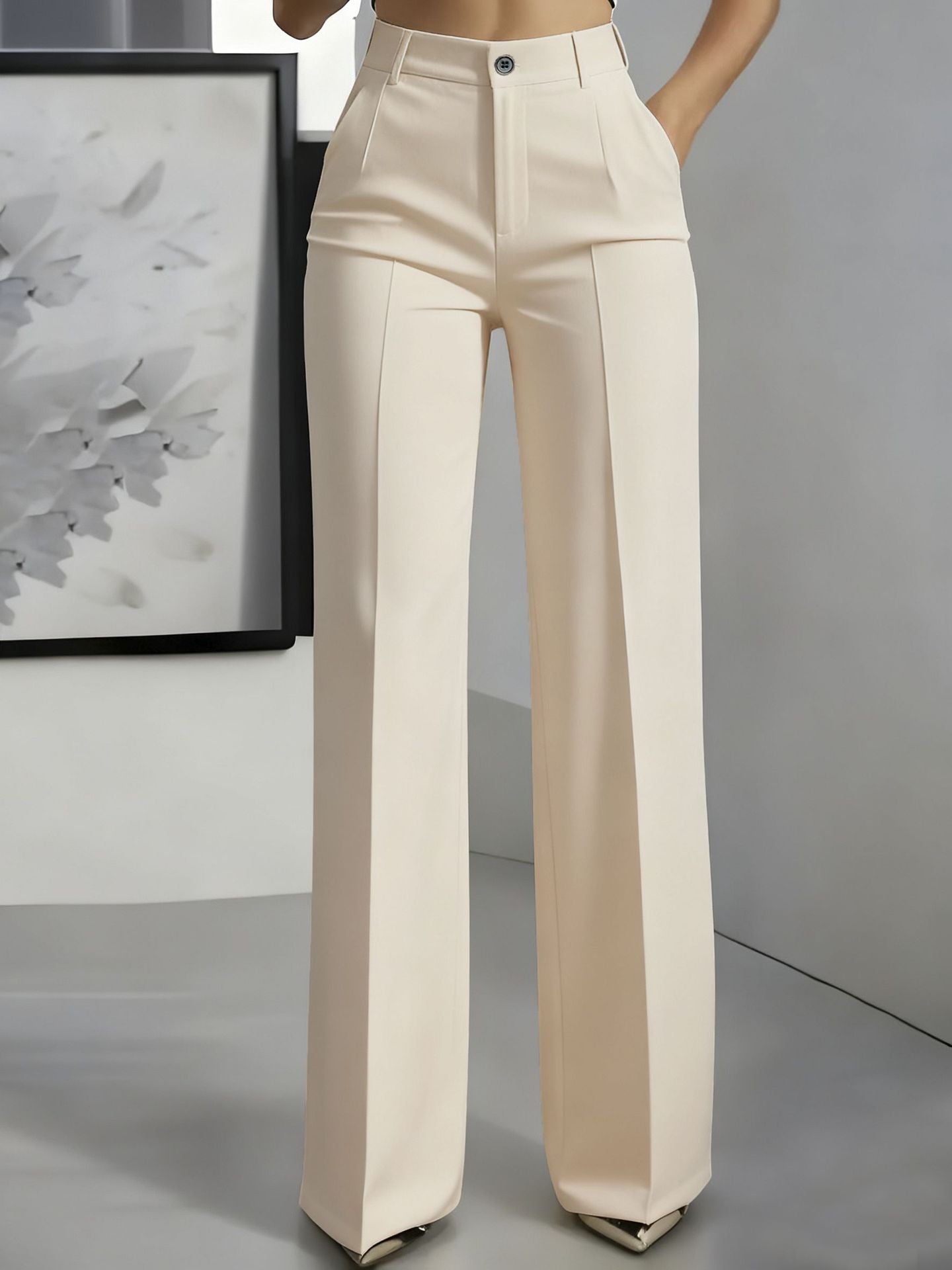Women's High Waisted Wide Leg Tailored Trousers