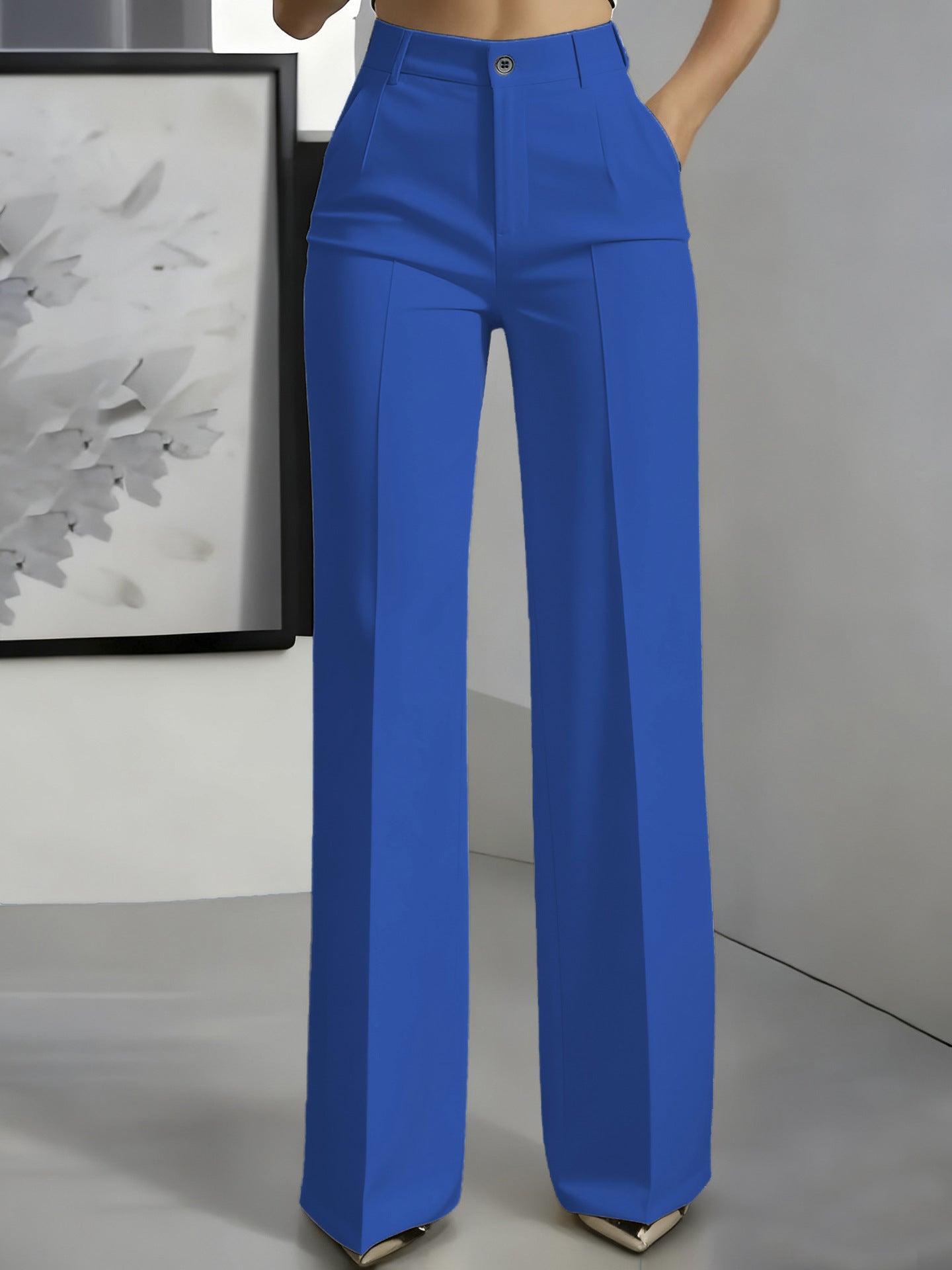 Women's High Waisted Wide Leg Tailored Trousers