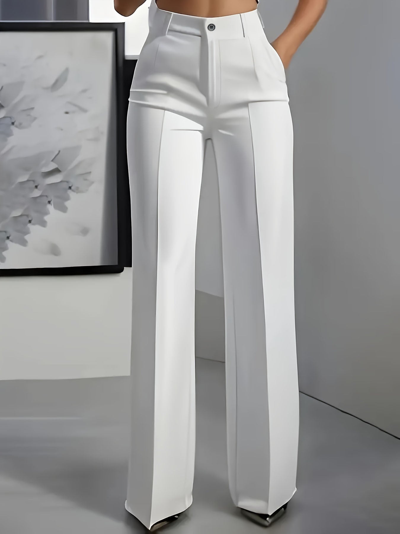Women's High Waisted Wide Leg Tailored Trousers