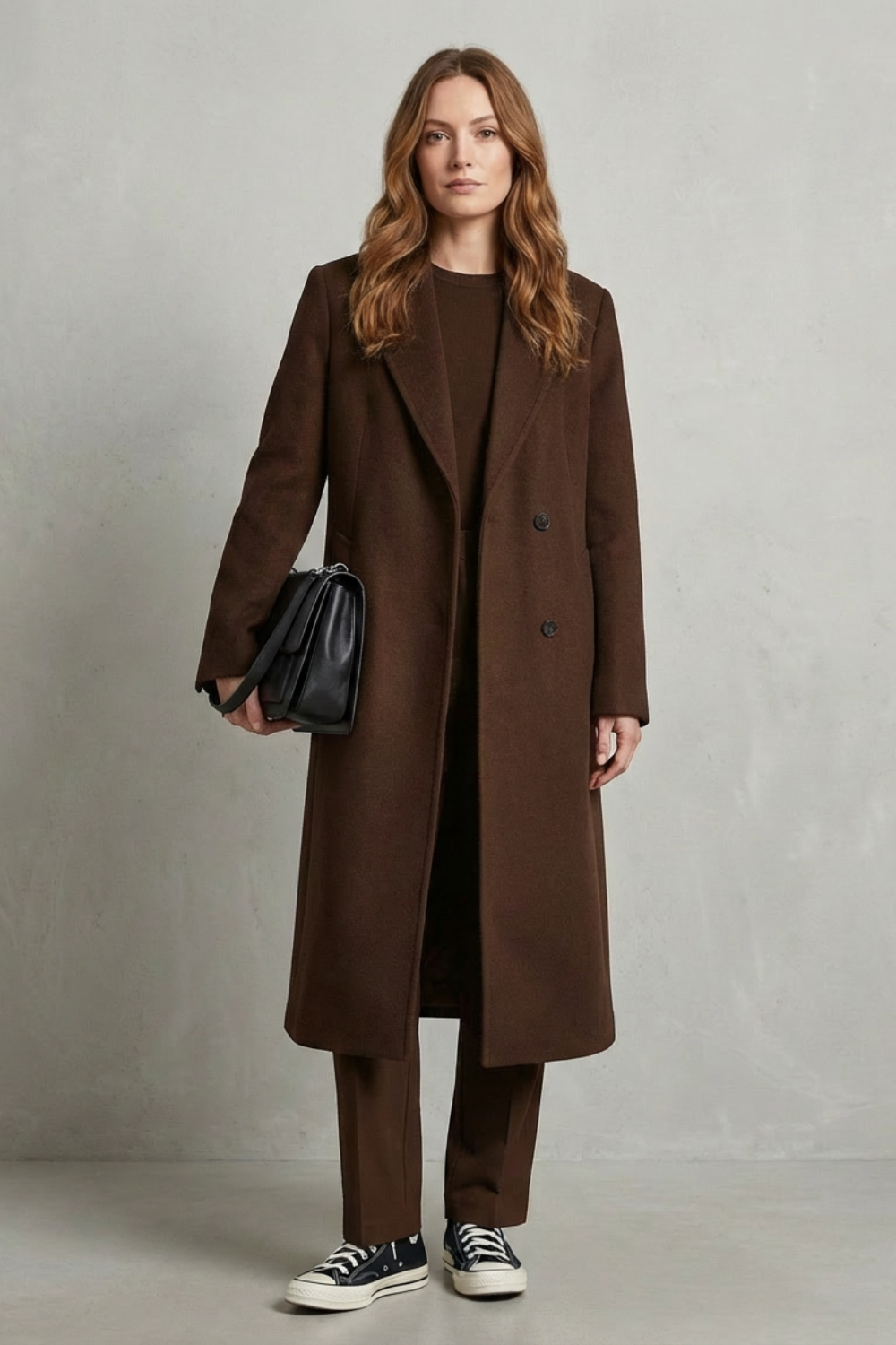 Women’s Longline Wool Blend Tailored Coat