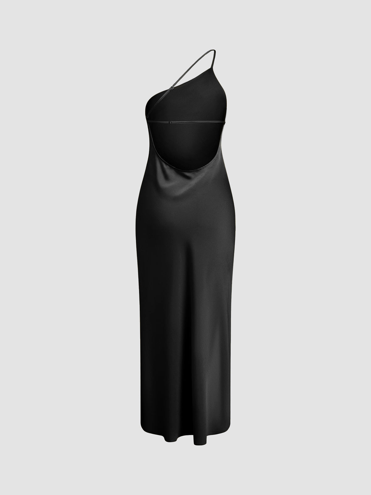 Satin Slip Maxi Dress with Cowl Back and Thin Straps