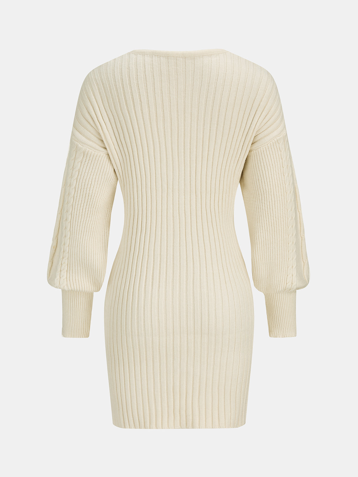 Robe midi en maille pour femme à manches bouffantes