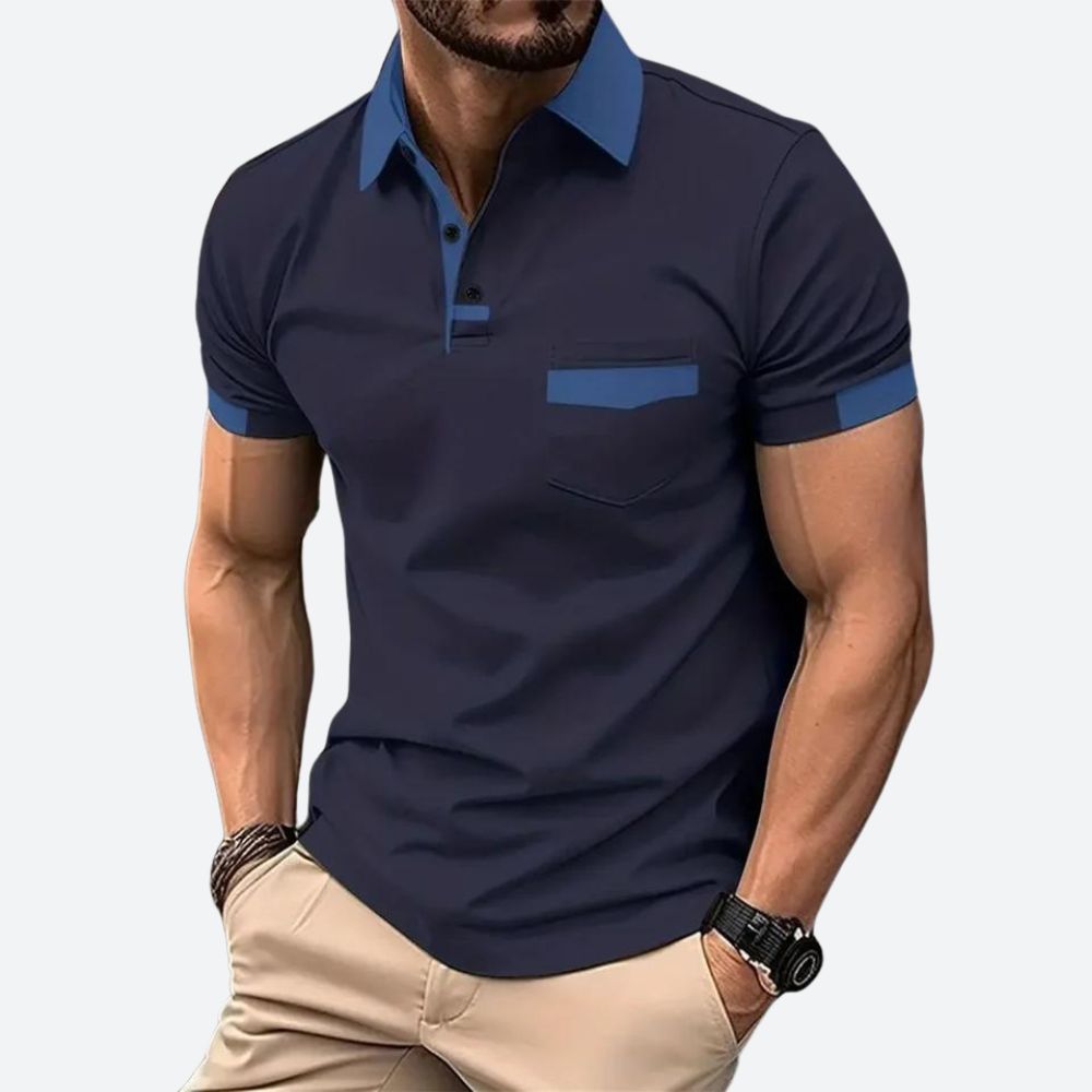 Men's Contrast Collar Pocket Polo Shirt