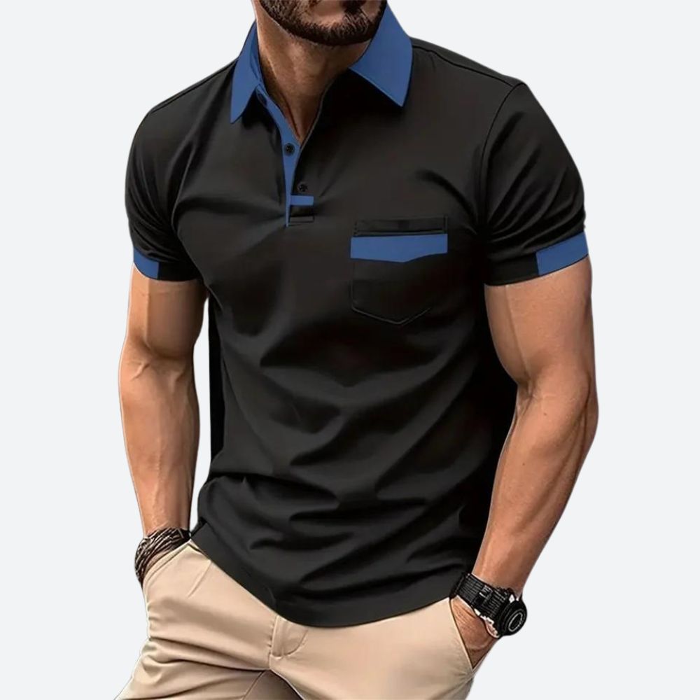 Men's Contrast Collar Pocket Polo Shirt