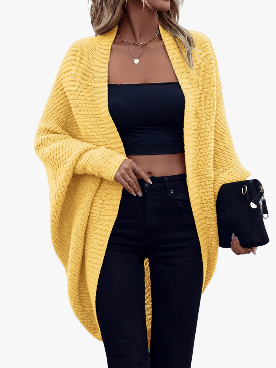 Cardigan en maille oversize pour femme, ouvert sur le devant