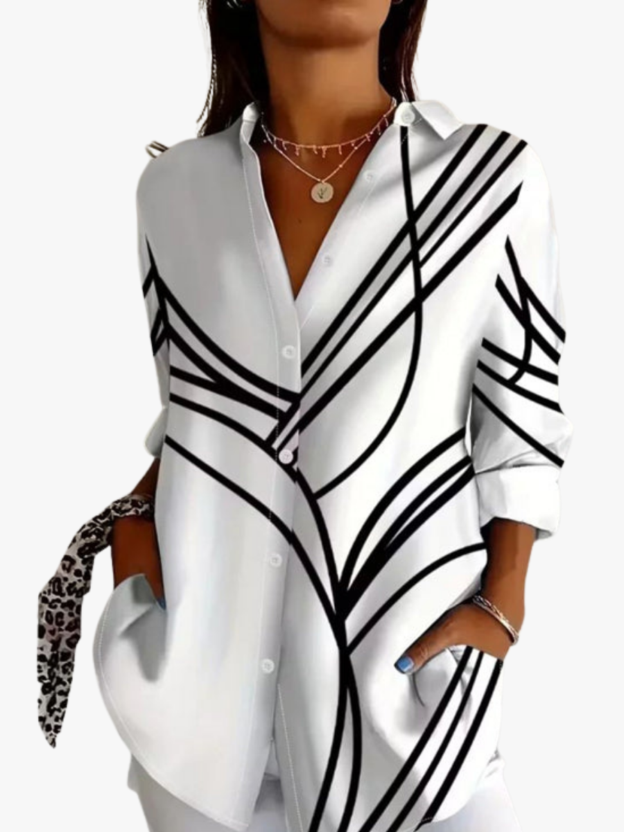Blouse imprimée boutonnée pour femmes