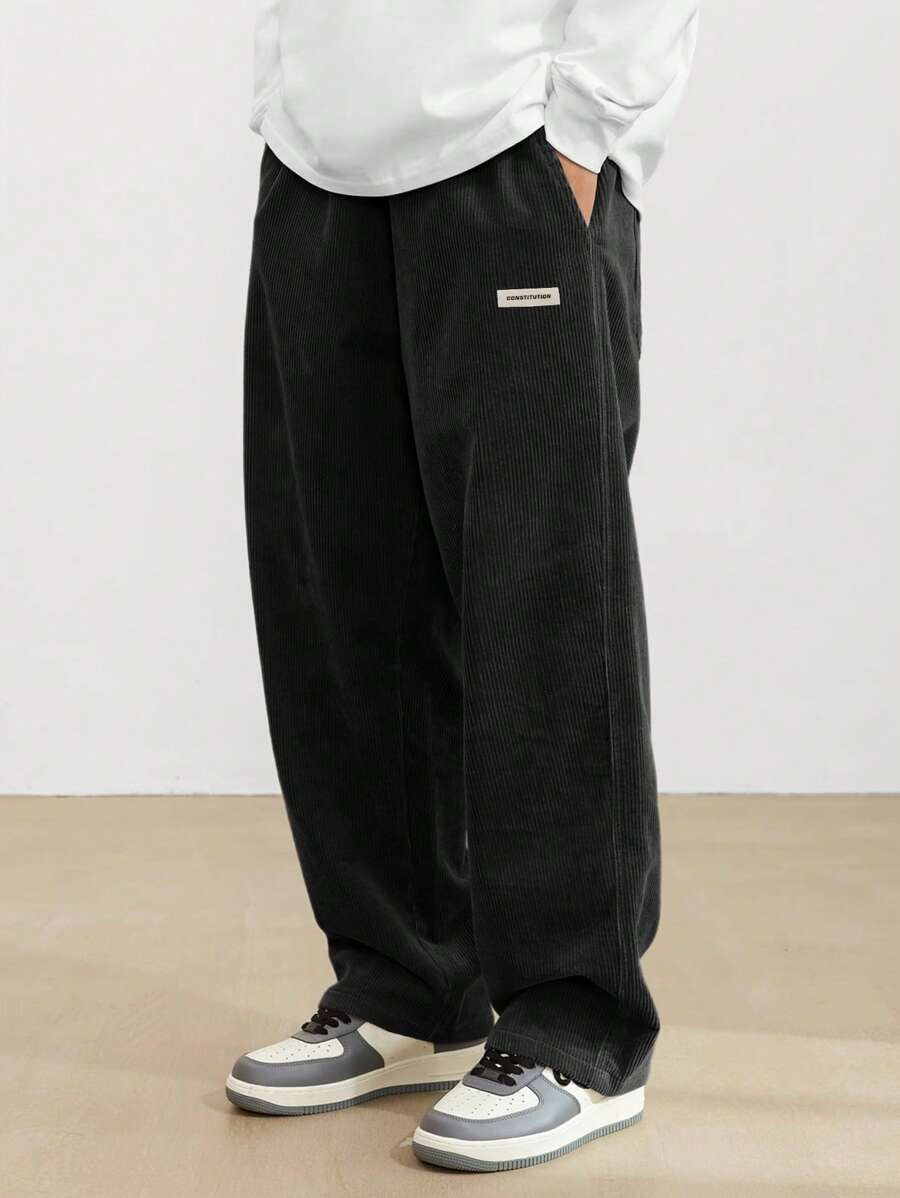 Men's Relaxed Fit Corduroy Wide Leg Trousers