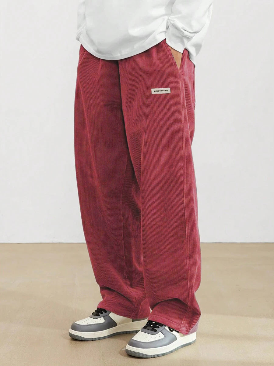 Men's Relaxed Fit Corduroy Wide Leg Trousers