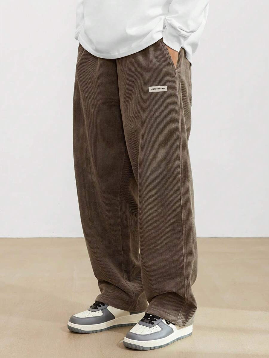 Men's Relaxed Fit Corduroy Wide Leg Trousers