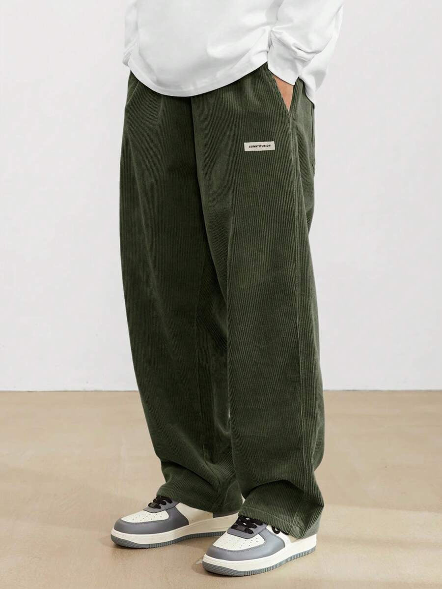 Men's Relaxed Fit Corduroy Wide Leg Trousers