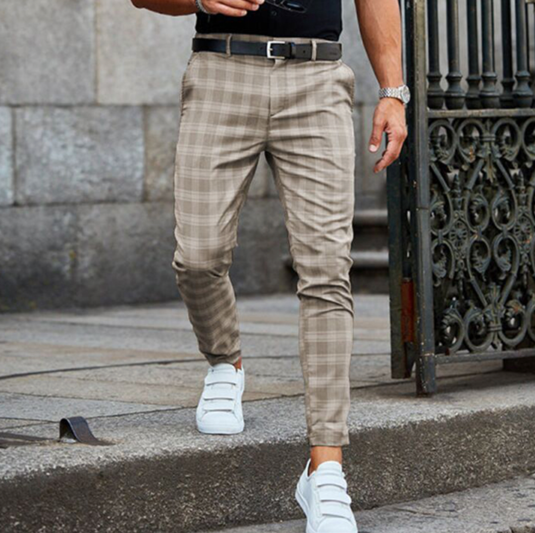 Men's Slim Fit Check Trousers