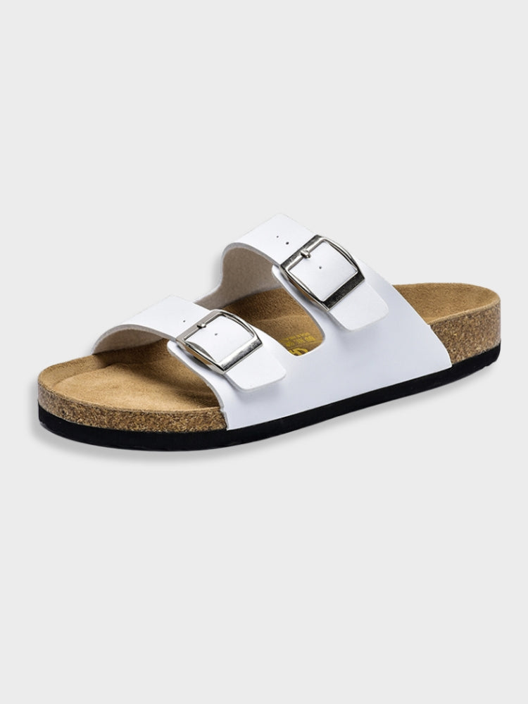 Buckle Slide Sandals with Cork Footbed