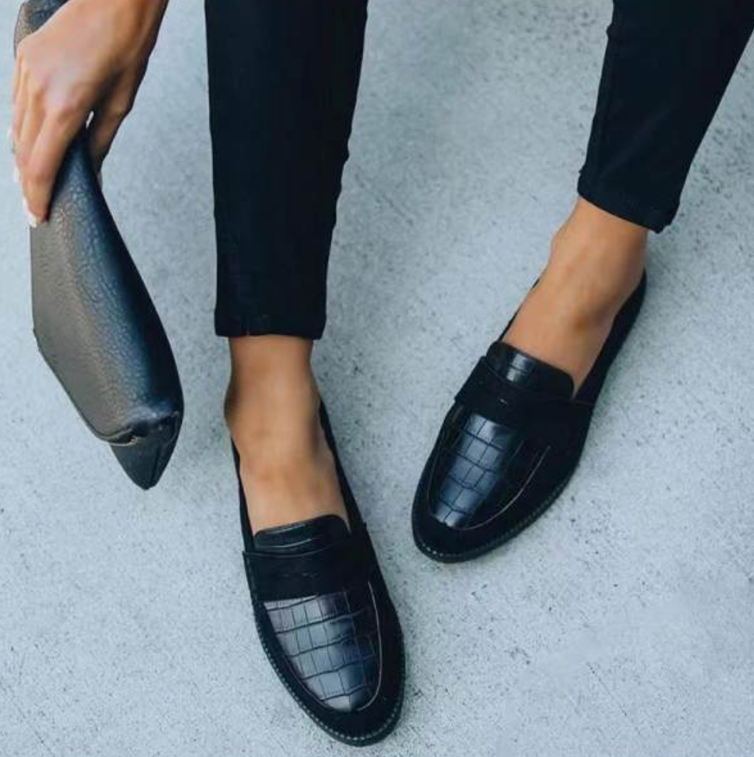 Women's Croc Detail Penny Loafers