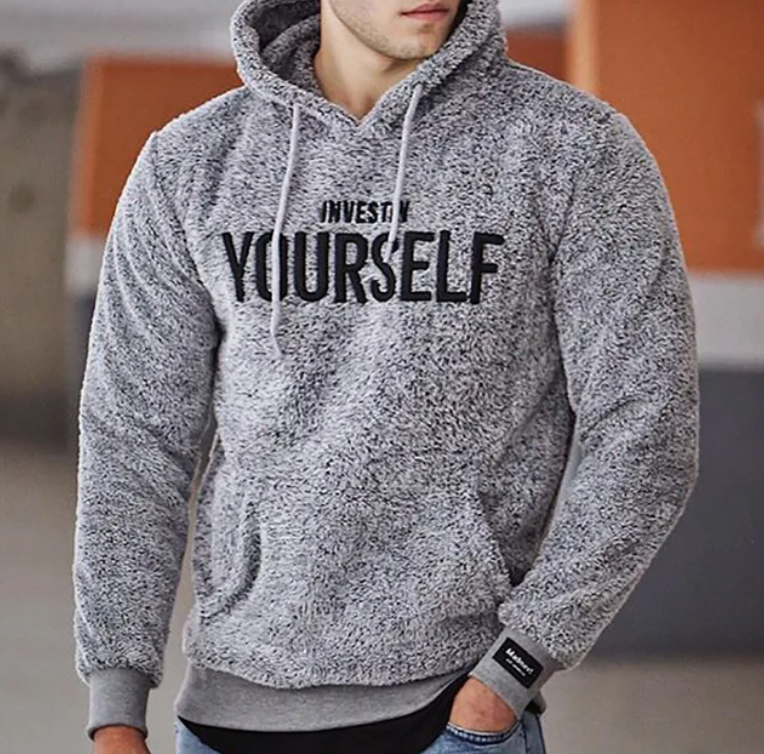 Men's Sherpa Fleece Hoodie | Warm Pullover Sweatshirt