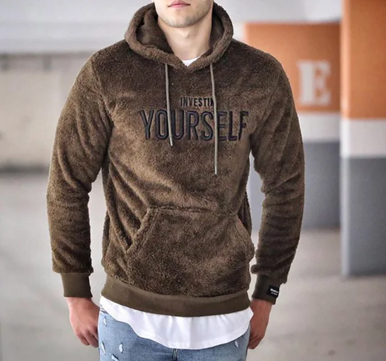 Men's Sherpa Fleece Hoodie | Warm Pullover Sweatshirt