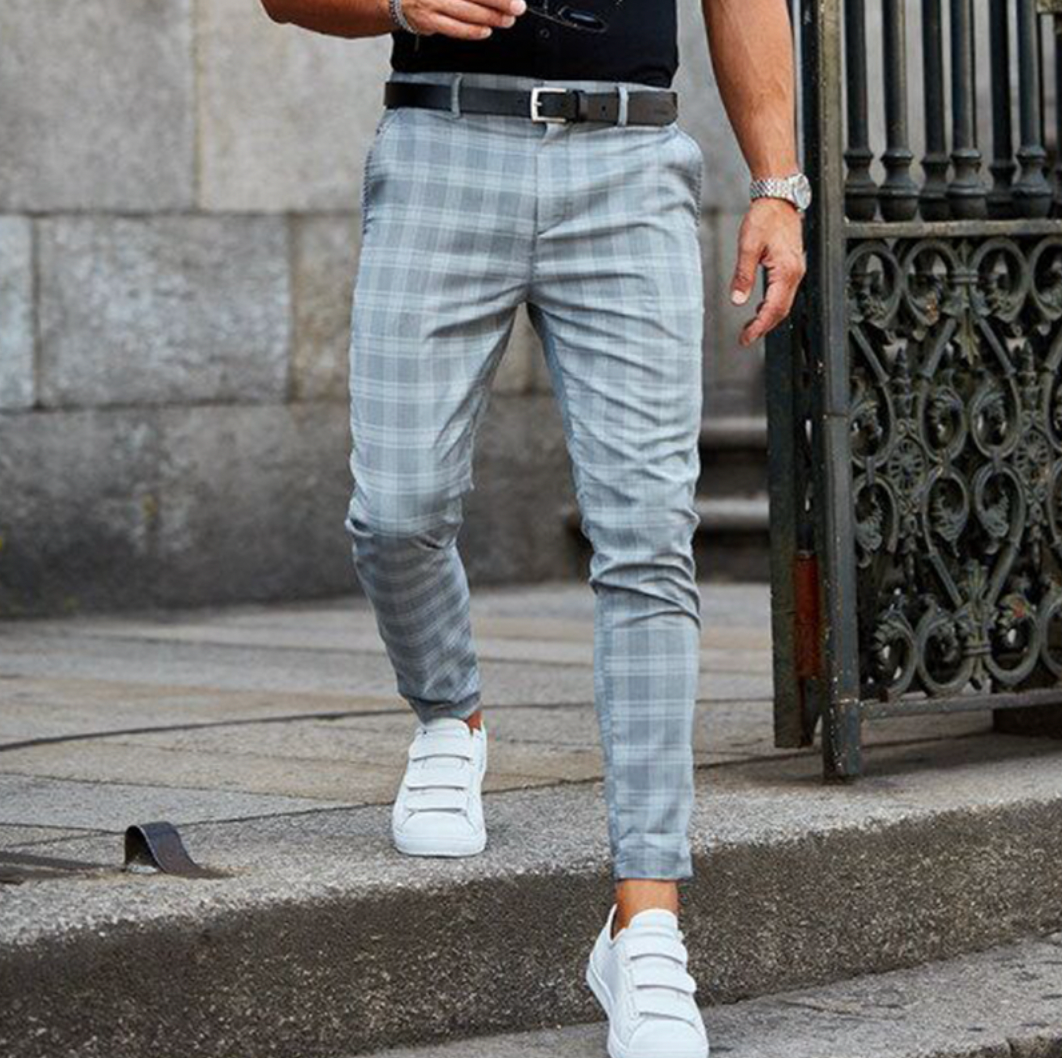 Men's Slim Fit Check Trousers