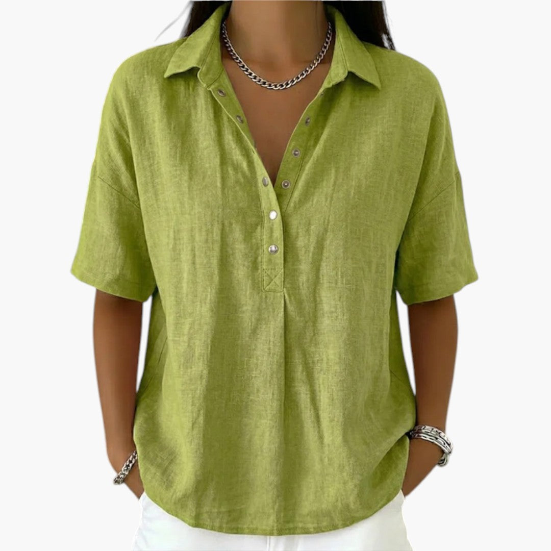 Collared Blouse with Button Placket