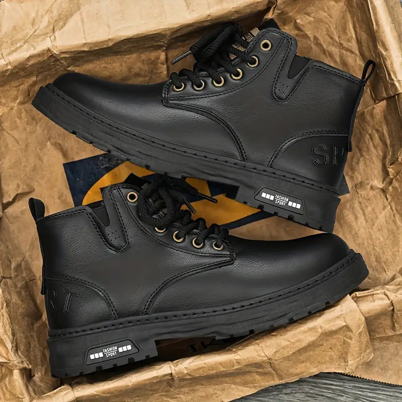 Men’s Lace-Up Ankle Boots with Side Zip