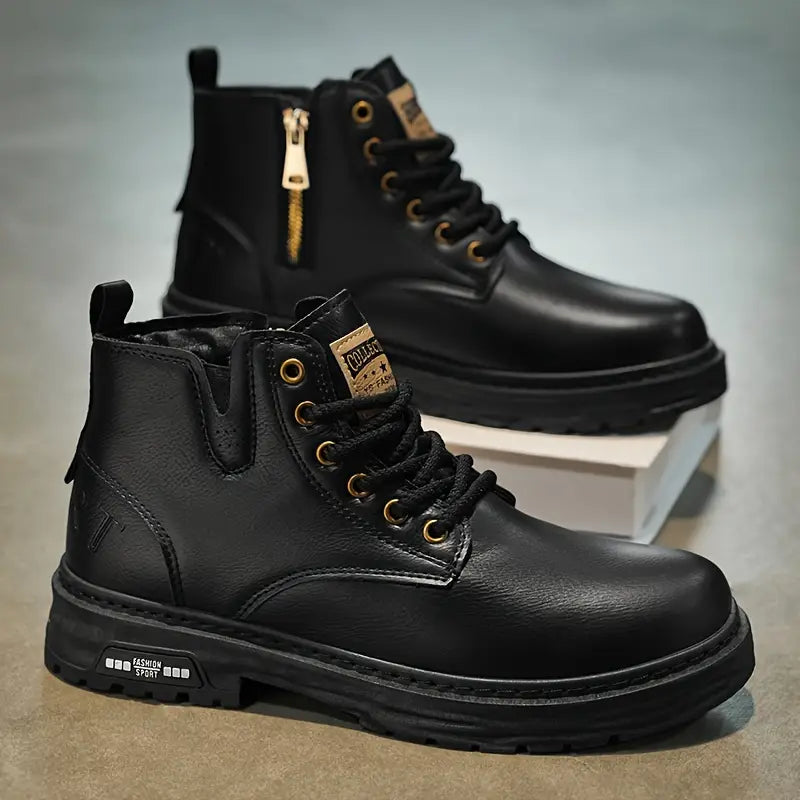 Men’s Lace-Up Ankle Boots with Side Zip
