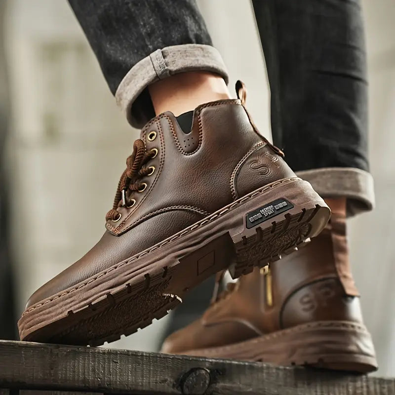 Bottines homme à lacets avec fermeture éclair latérale