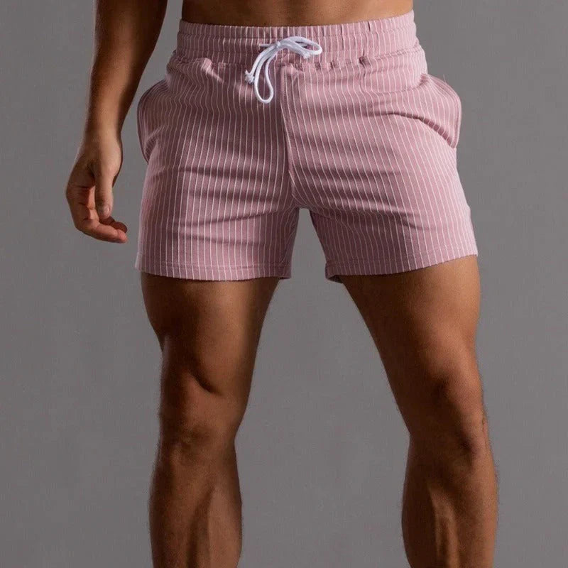 Men's Striped Shorts with Drawstring Waist