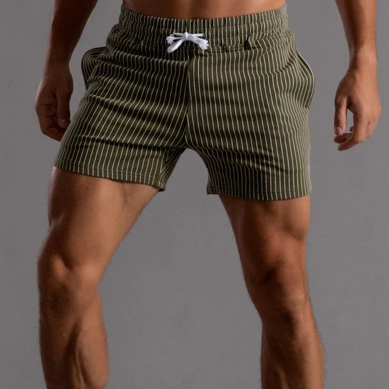 Men's Striped Shorts with Drawstring Waist