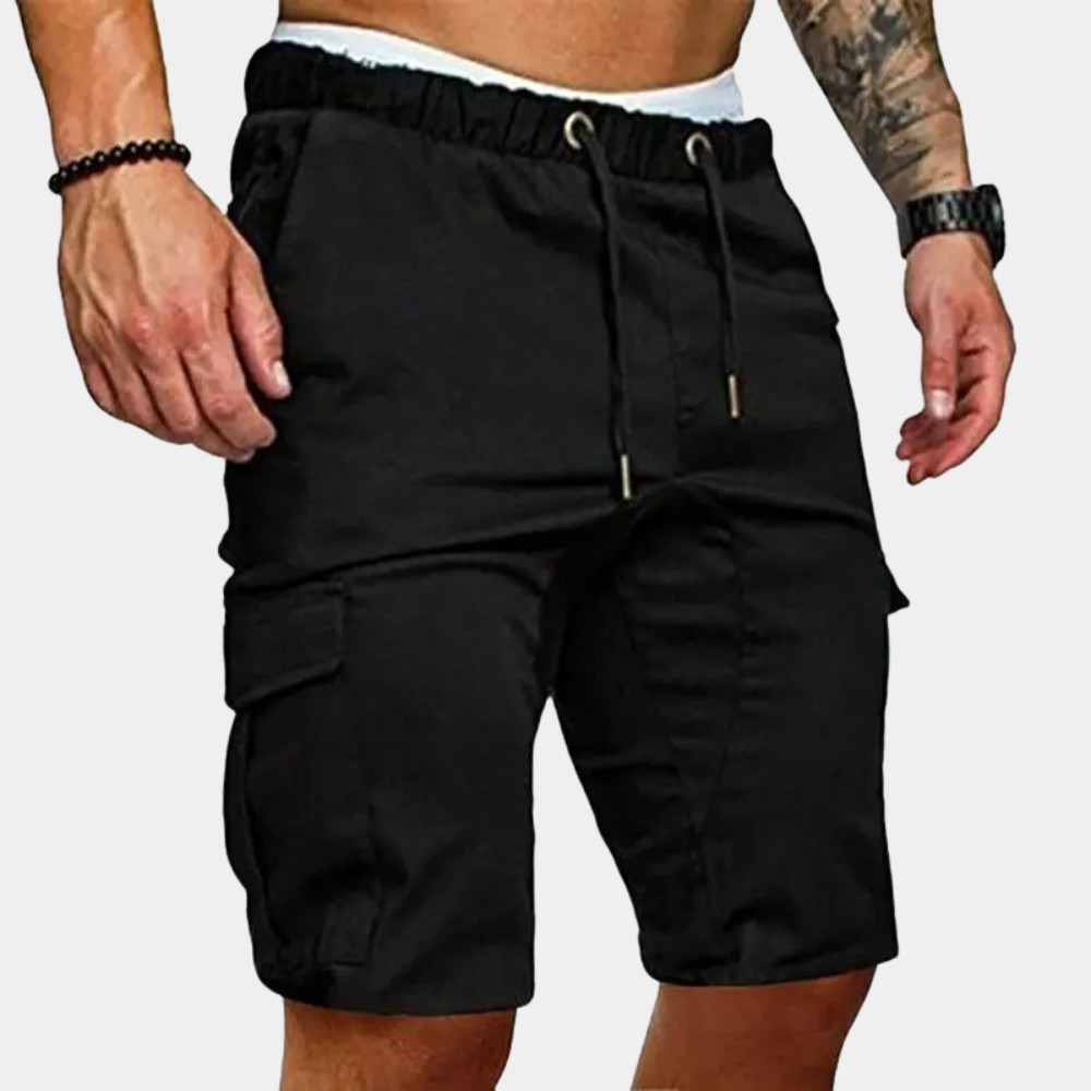 Cargo Shorts with Drawstring Waist and Flap Pockets
