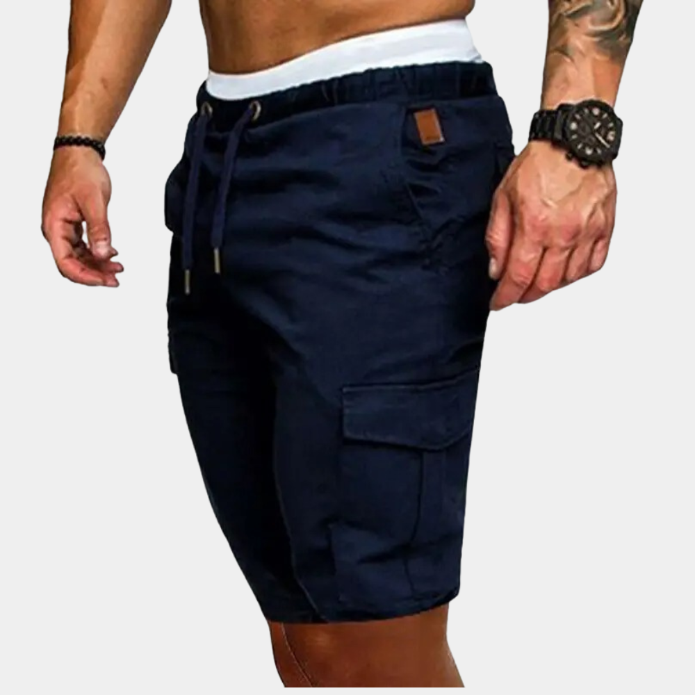 Cargo Shorts with Drawstring Waist and Flap Pockets