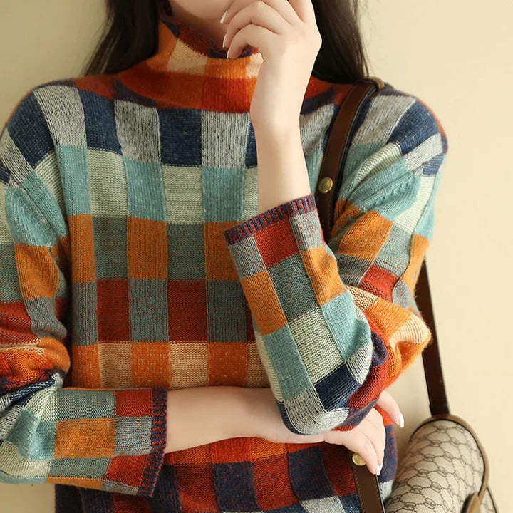 Pull à col rond et color block pour femme