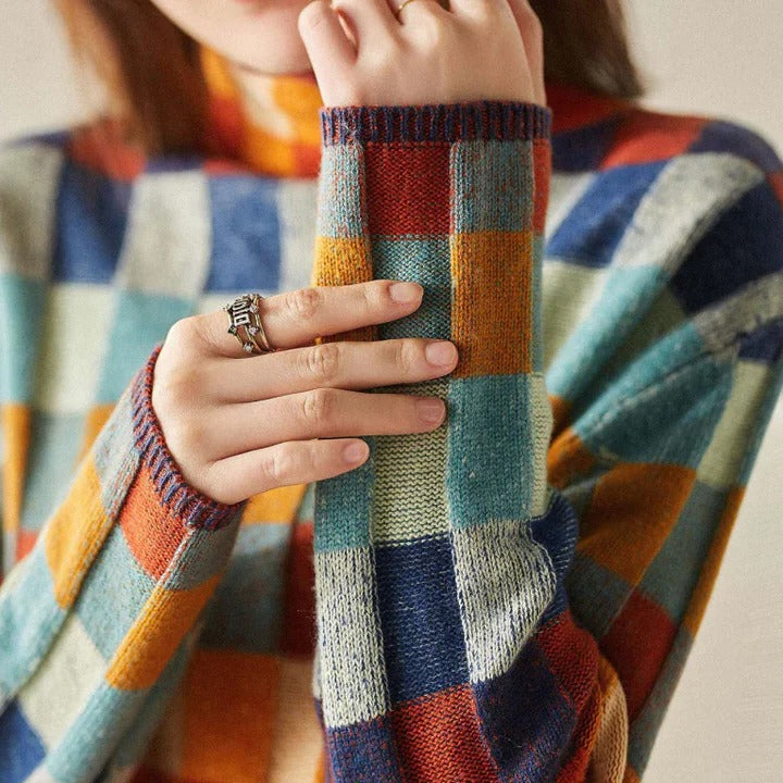 Pull à col rond et color block pour femme