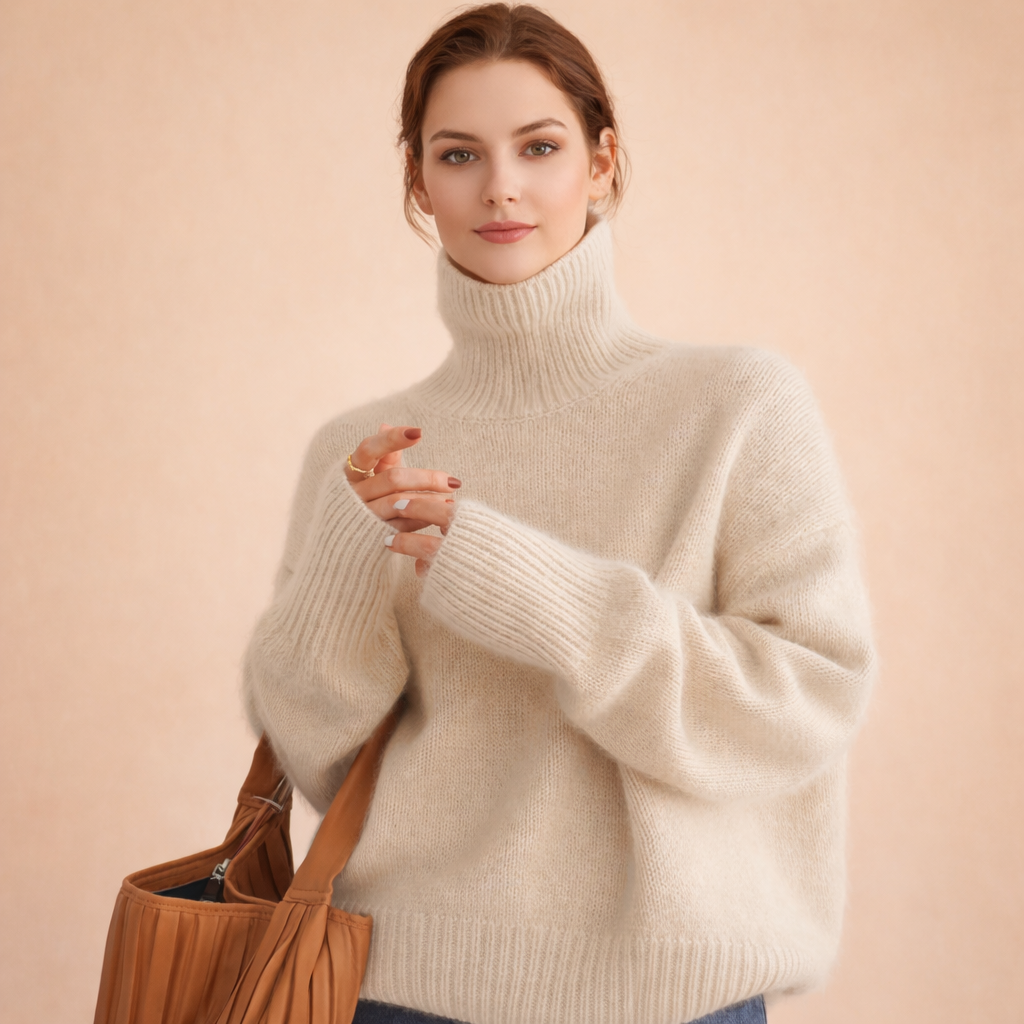 Pull à col roulé en maille pour femme | Pull d’hiver décontracté