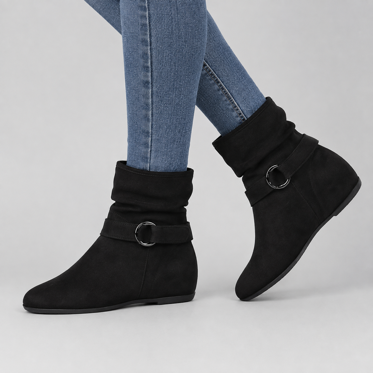 Women's Slouch Ankle Boots | Side Zip Wedge Heel