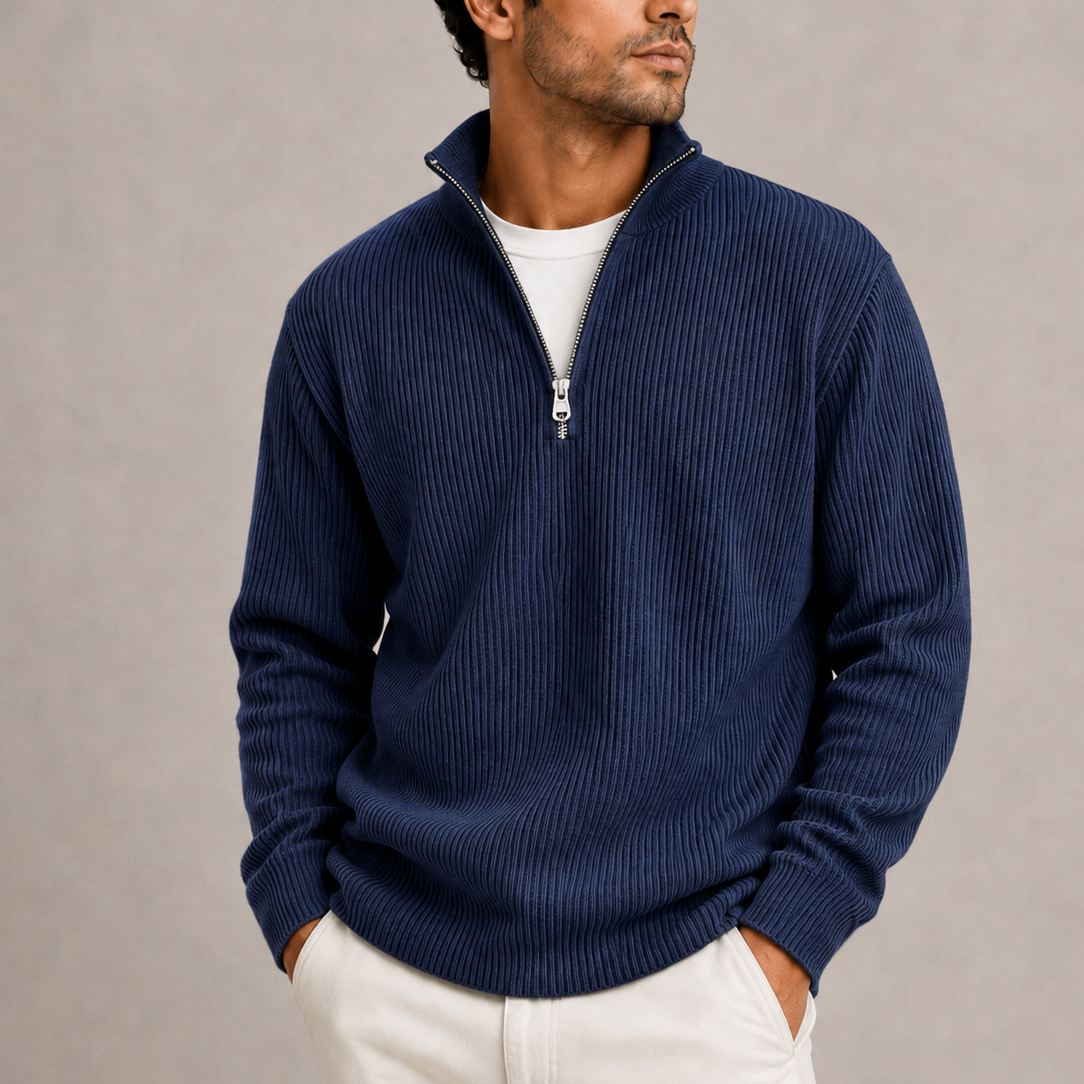Men's Ribbed Quarter-Zip Jumper