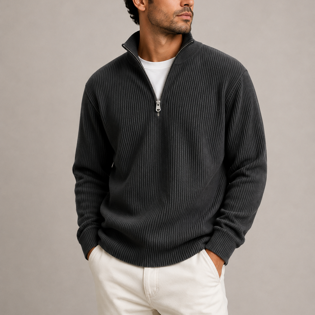 Men's Ribbed Quarter-Zip Jumper