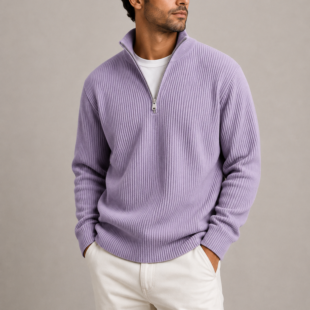 Men's Ribbed Quarter-Zip Jumper