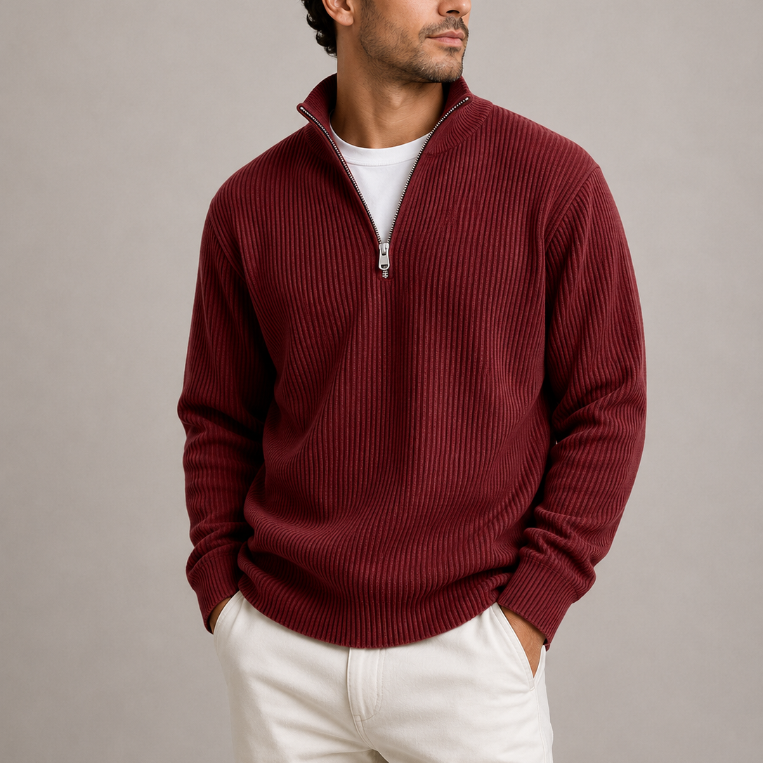 Men's Ribbed Quarter-Zip Jumper