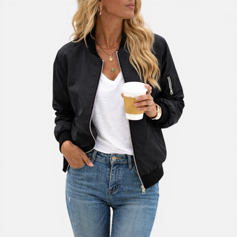 Blouson bomber femme léger à fermeture zippée