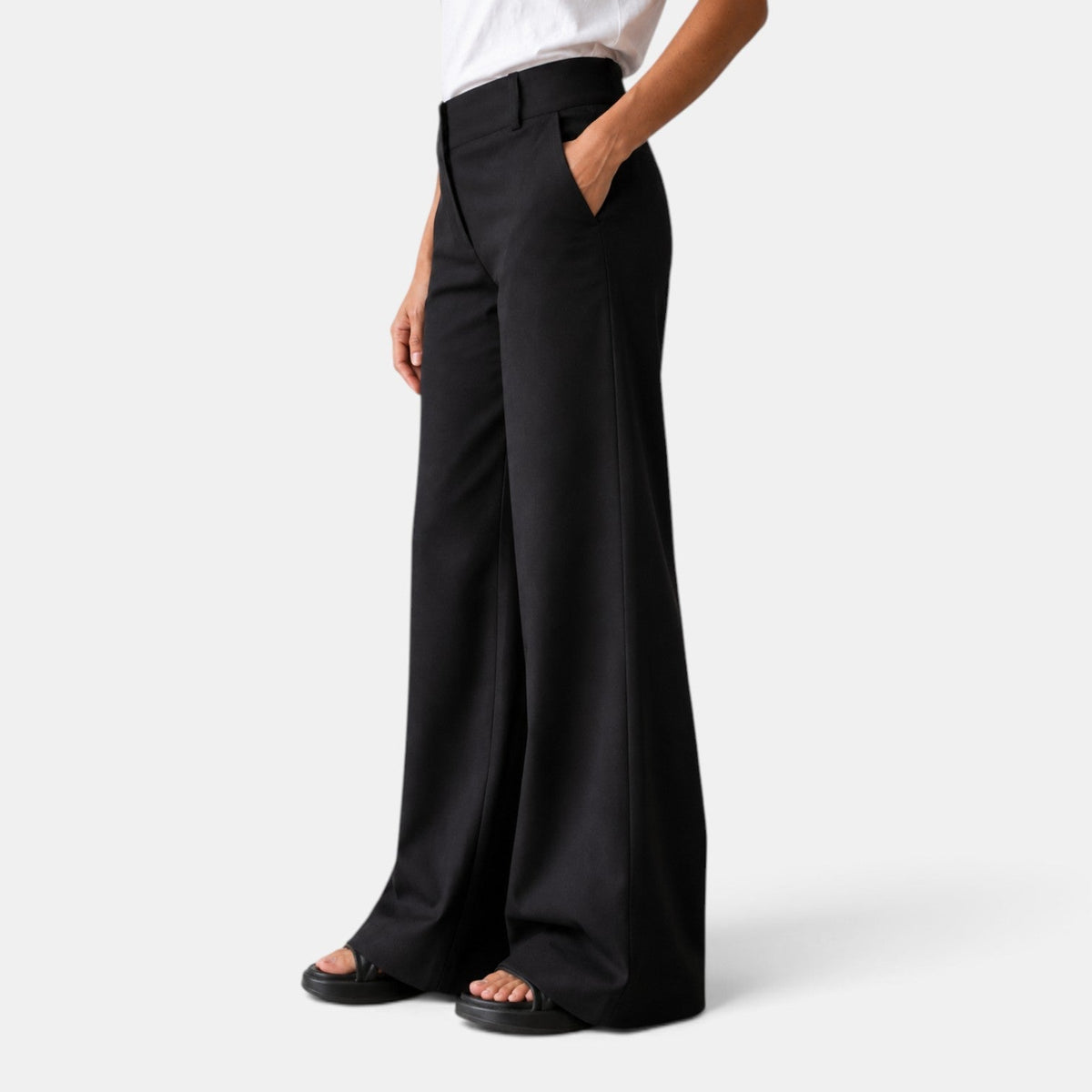 Pantalon large taille haute pour femme