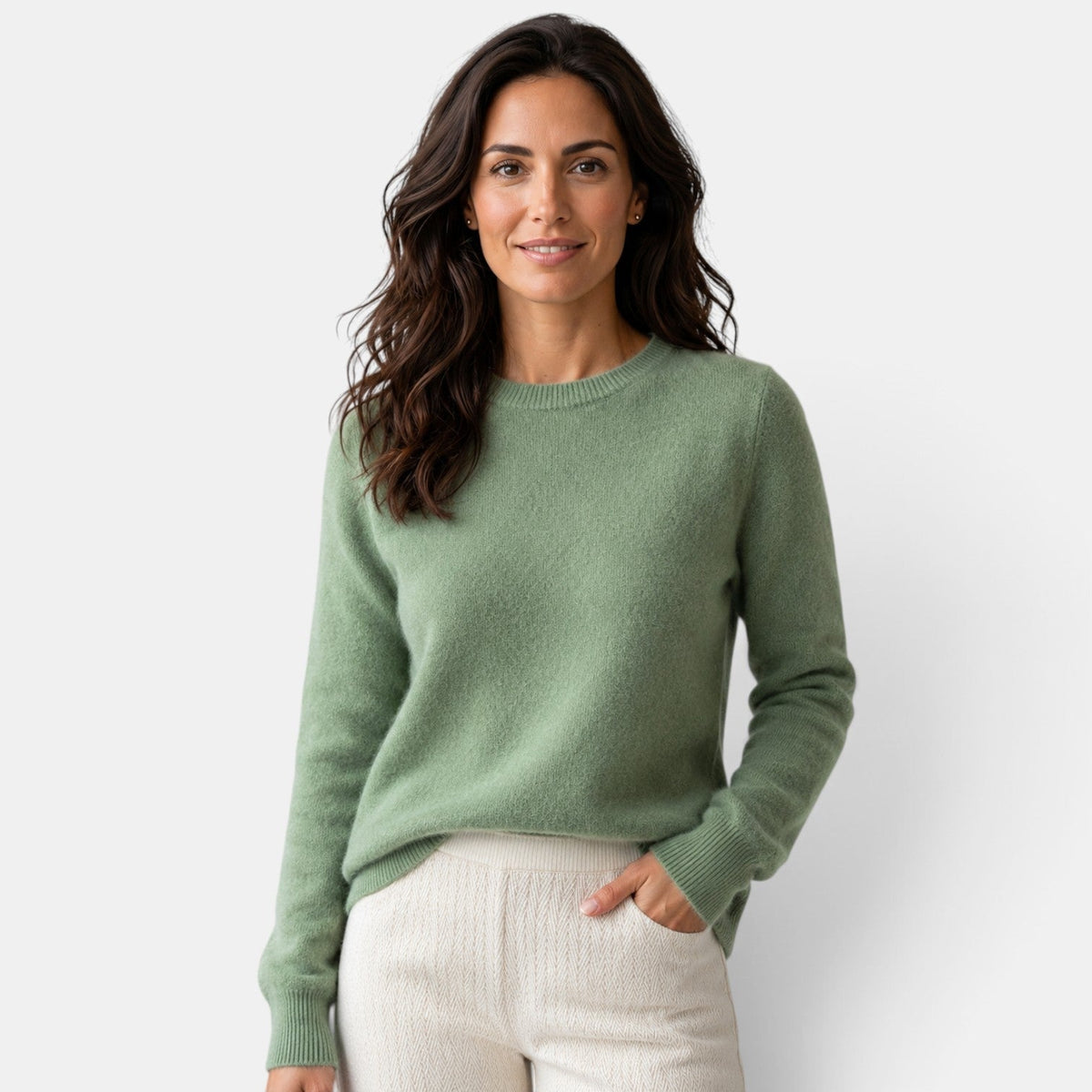 Pull doux en maille à col rond pour femme