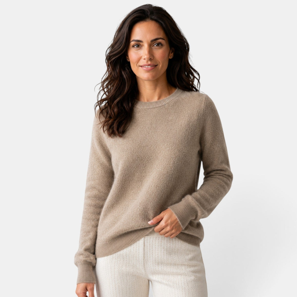 Pull doux en maille à col rond pour femme