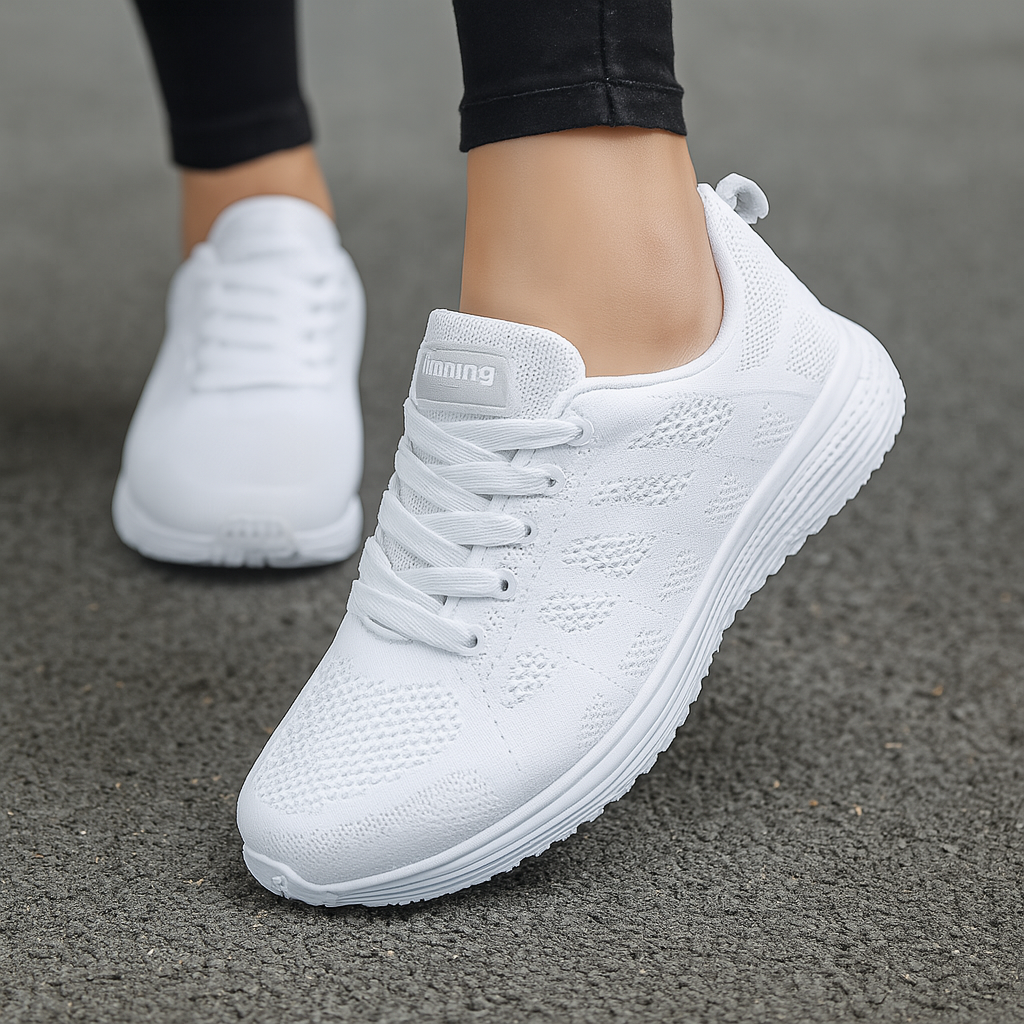 Mesh Running Trainers with Neon Lace Detail