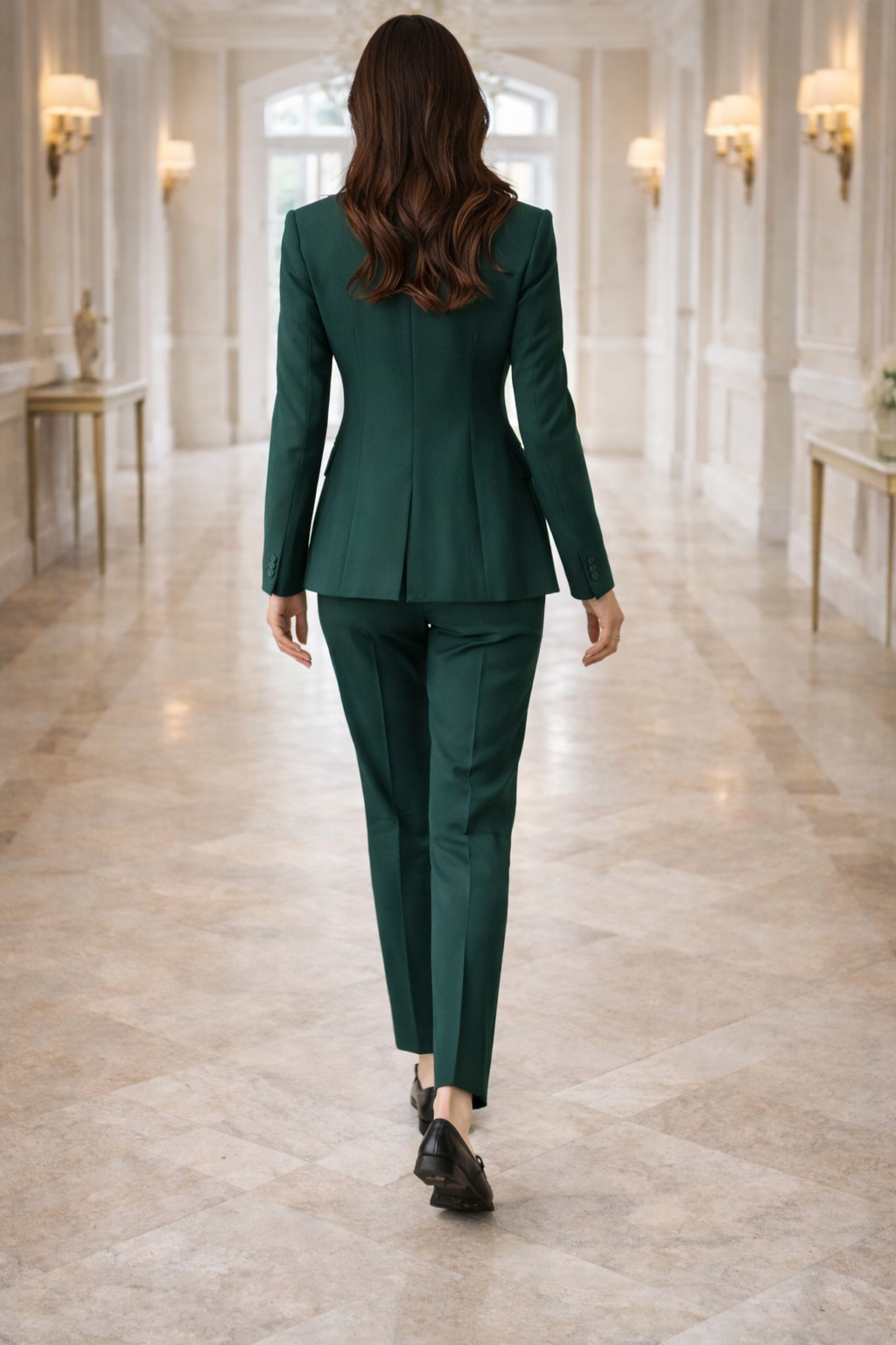 Tailleur-pantalon trois pièces pour femme avec gilet, coupe cintrée